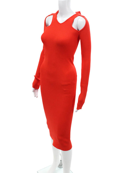 Coperni Womens Cut-Out Knit Dress - Red Size S