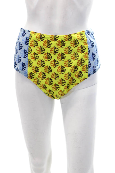 RHODE Womens Navya Bikini Bottoms - Blue and Yellow Kamal Clrblock Size XL