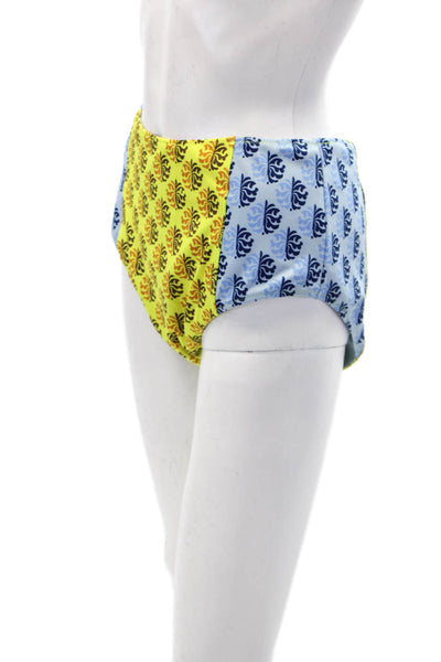 RHODE Womens Navya Bikini Bottoms - Blue and Yellow Kamal Clrblock Size XL