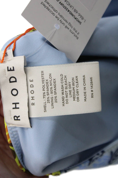 RHODE Womens Navya Bikini Bottoms - Blue and Yellow Kamal Clrblock Size XL