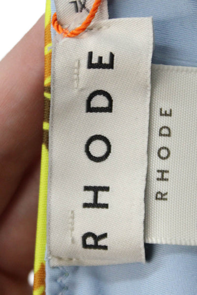 RHODE Womens Navya Bikini Bottoms - Blue and Yellow Kamal Clrblock Size XL