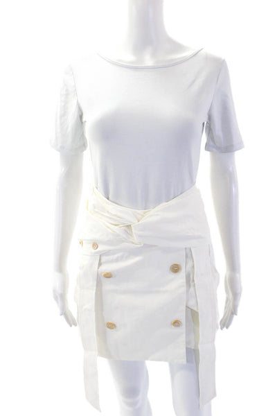 ROKH Womens Twist Front Mini Skirt - OffWhite Size 36