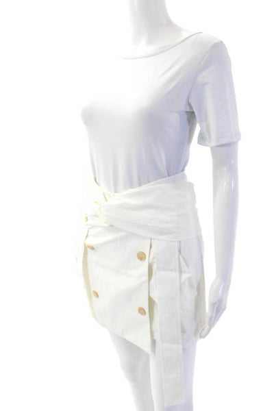 ROKH Womens Twist Front Mini Skirt - OffWhite Size 36