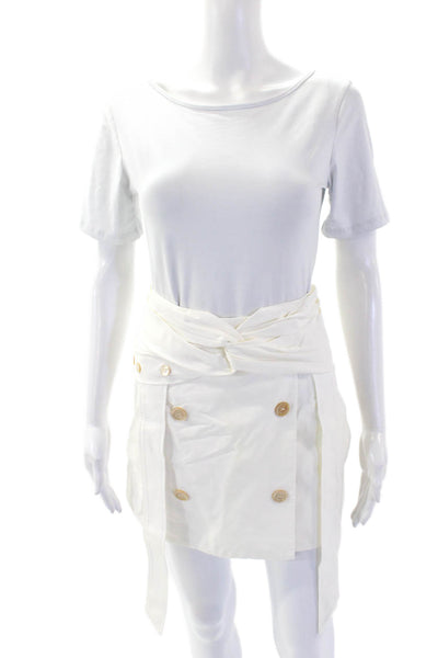 ROKH Womens Twist Front Mini Skirt - OffWhite Size 34