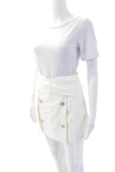 ROKH Womens Twist Front Mini Skirt - OffWhite Size 34