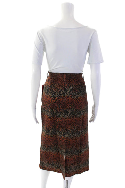 BruceGlen Womens Leopard High Waist Midi Denim Skirt - Linear Leopard Size 26