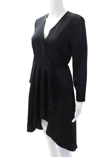 Joie Women's V-Neck Long Sleeves Drape Wrap Mini Dress Navy Blue Size XS