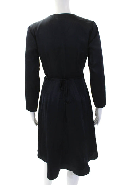 Joie Women's V-Neck Long Sleeves Drape Wrap Mini Dress Navy Blue Size XS