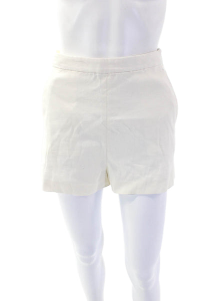 Theory Women's Zip Closure Flat Front Linen Blend Dress Shorts Beige Size 00