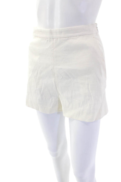 Theory Women's Zip Closure Flat Front Linen Blend Dress Shorts Beige Size 00