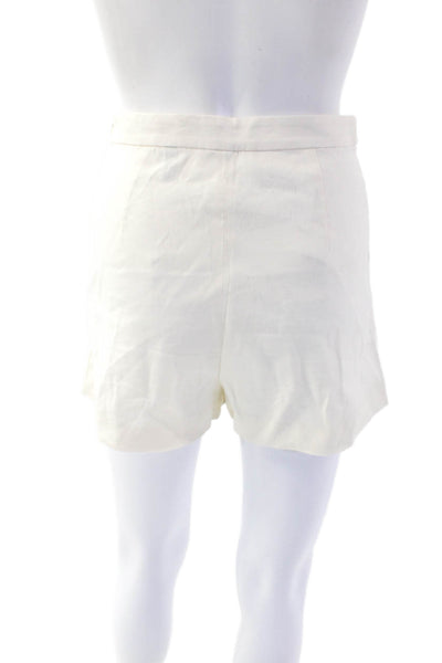 Theory Women's Zip Closure Flat Front Linen Blend Dress Shorts Beige Size 00