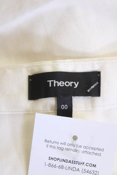 Theory Women's Zip Closure Flat Front Linen Blend Dress Shorts Beige Size 00