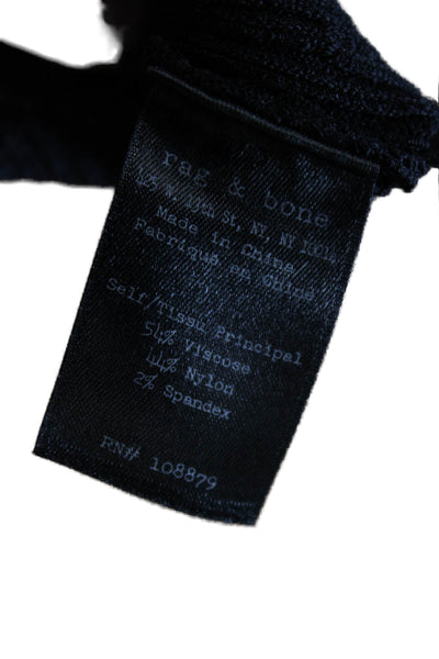Rag & Bone Womens Knit Textured V-neck Long Sleeve Casual Top Black Size M