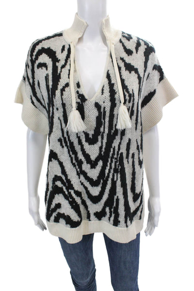 Baum Und Pferdgarten Womens Mock Neck Animal Printed Knit Sweater White Size M