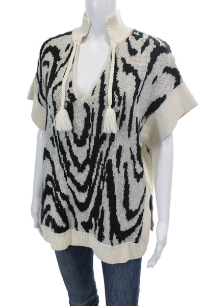 Baum Und Pferdgarten Womens Mock Neck Animal Printed Knit Sweater White Size M