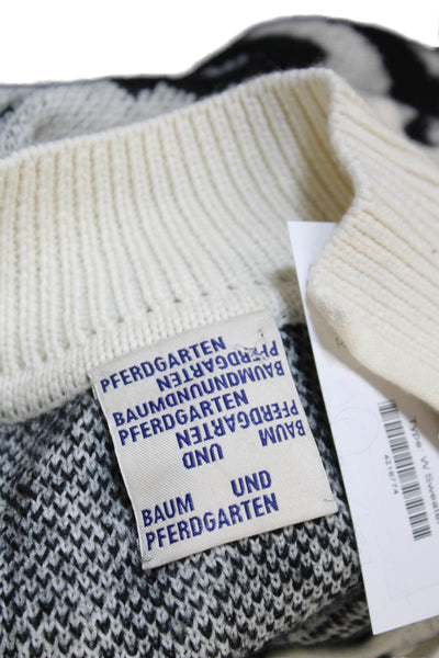 Baum Und Pferdgarten Womens Mock Neck Animal Printed Knit Sweater White Size M