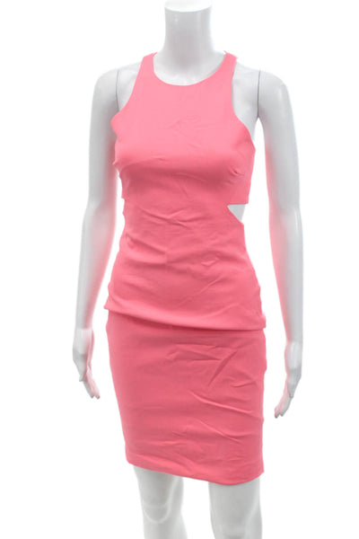 Elizabeth and James Womens Sleeveless Round Neck Zip Pencil Dress Pink Size 02