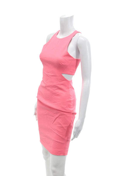 Elizabeth and James Womens Sleeveless Round Neck Zip Pencil Dress Pink Size 02