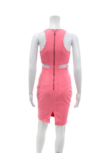 Elizabeth and James Womens Sleeveless Round Neck Zip Pencil Dress Pink Size 02