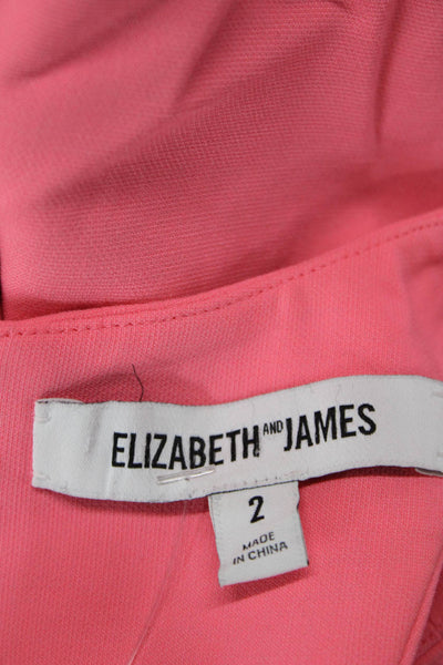 Elizabeth and James Womens Sleeveless Round Neck Zip Pencil Dress Pink Size 02