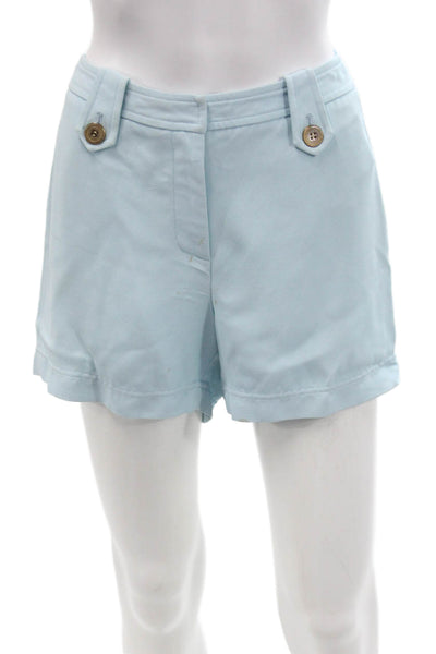 J. Mclaughlin Womens Textured Zip Button Pleated Dress Shorts Blue Size 06