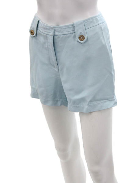 J. Mclaughlin Womens Textured Zip Button Pleated Dress Shorts Blue Size 06