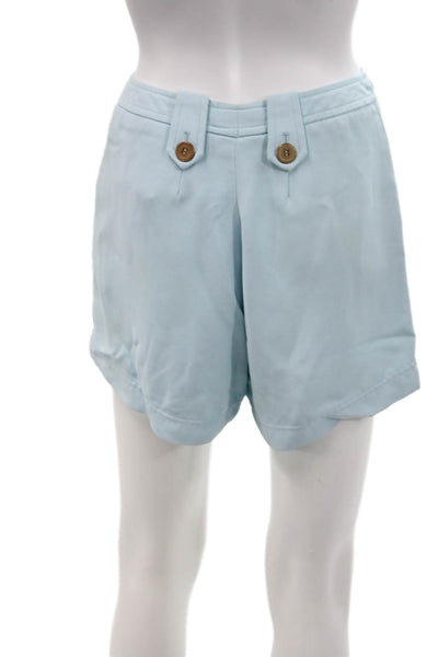 J. Mclaughlin Womens Textured Zip Button Pleated Dress Shorts Blue Size 06