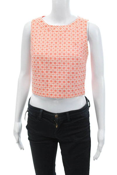 Trina Turk Womens Sleeveless Scoop Neck Pattern Tank Blouse Pink Size 02