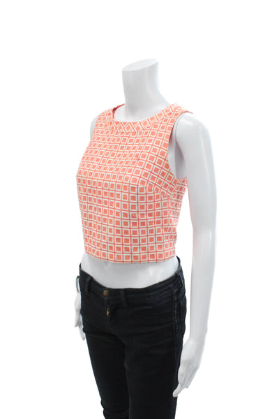 Trina Turk Womens Sleeveless Scoop Neck Pattern Tank Blouse Pink Size 02