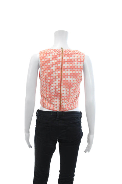 Trina Turk Womens Sleeveless Scoop Neck Pattern Tank Blouse Pink Size 02