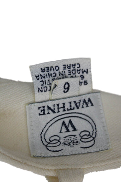 Wathne Women's Hook Closure Straight Leg Pockets Dress Pants Beige Size 6