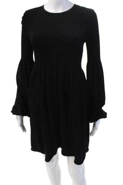 Zara Womens Long Sleeves Knee Length Sweater A Line Dress Black Size Medium