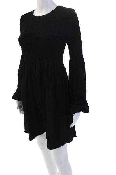 Zara Womens Long Sleeves Knee Length Sweater A Line Dress Black Size Medium