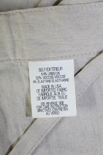Theory Womens Textured Drawstring Elastic Waistband Straight Leg Pants Khaki Siz