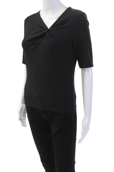 Club Monaco Womens Short Sleeve V-neck Lined Dress Top Black Size S