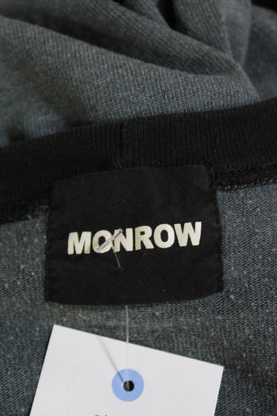 Monrow Womens Long Sleeve Colorblock Graphic Printed Top Gray Size L