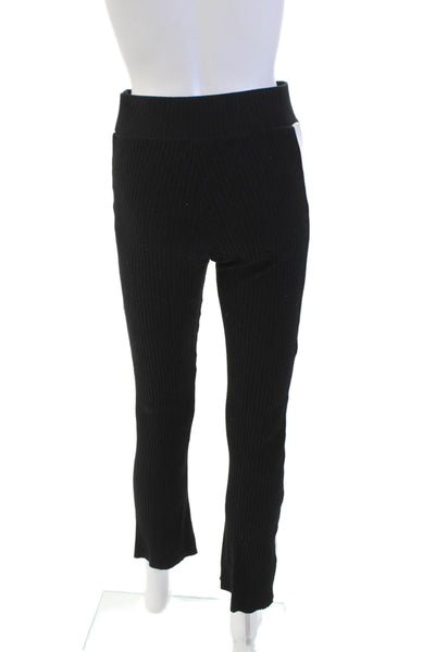 Cale Womens Cotton Ribbed Knit Stripe Hood Casual Top Pants Set Black Size L