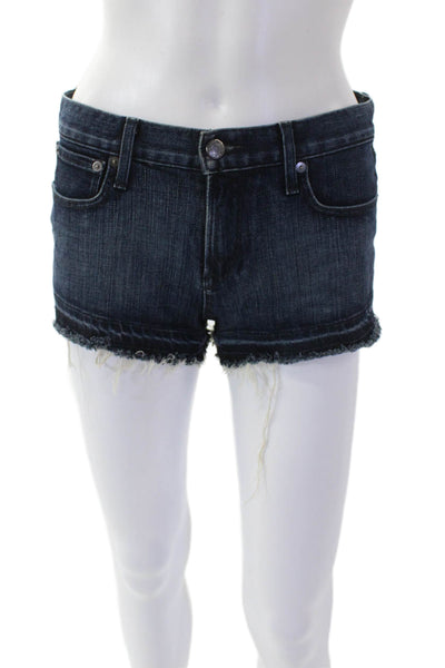 Helmut Womens Cotton Distressed Detail Denim Short Shorts Dark Blue Size 24