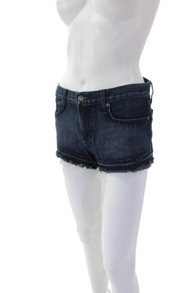 Helmut Womens Cotton Distressed Detail Denim Short Shorts Dark Blue Size 24