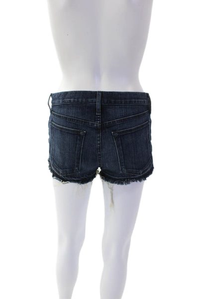 Helmut Womens Cotton Distressed Detail Denim Short Shorts Dark Blue Size 24