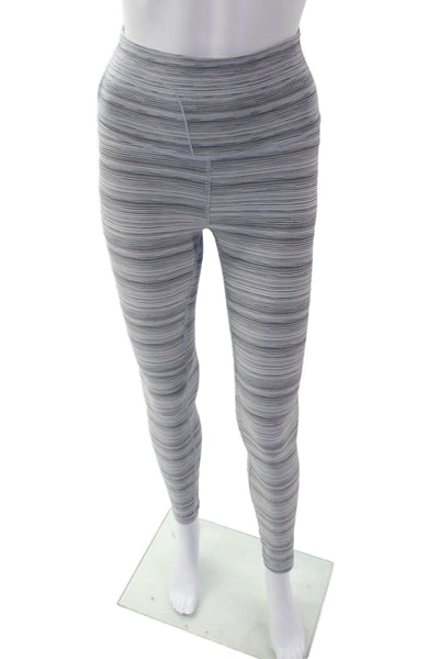 Lululemon Womens High Waisted Striped Stretch Athletic Leggings Gray Size S