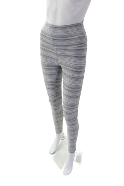Lululemon Womens High Waisted Striped Stretch Athletic Leggings Gray Size S