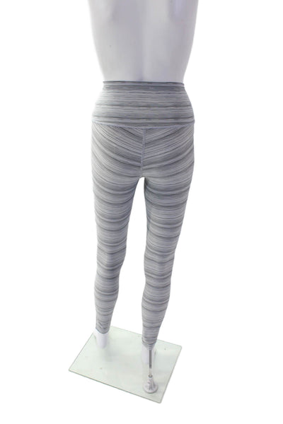 Lululemon Womens High Waisted Striped Stretch Athletic Leggings Gray Size S