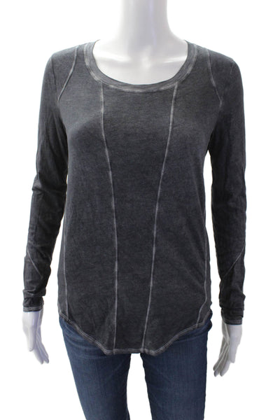 Helmut Helmut Lang Womens Cotton Paneled Detail Long Sleeve Top Gray Size P