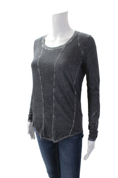 Helmut Helmut Lang Womens Cotton Paneled Detail Long Sleeve Top Gray Size P