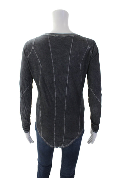 Helmut Helmut Lang Womens Cotton Paneled Detail Long Sleeve Top Gray Size P