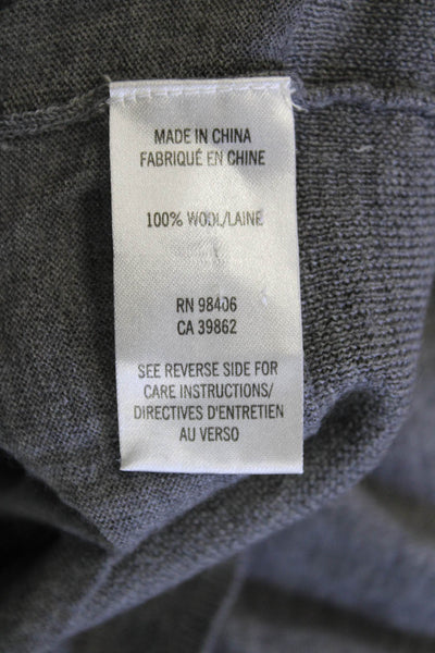 Theory Womens Cotton Crew Neck Pocket Detail Long Sleeve Knit Top Gray Size P