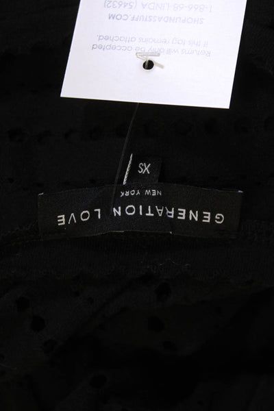 Generation Love Womens Cotton Eyelet Detail Long Sleeve Top Black Size XS