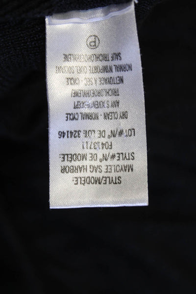 Theory Womens Linen Crew Neck Long Sleeve Colorblock Knit Top White Size P