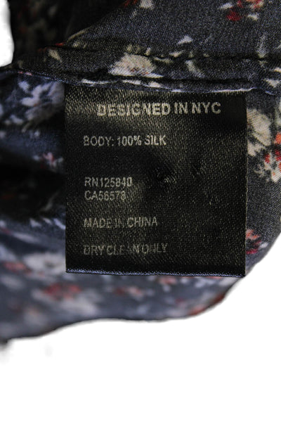 Intermix Womens Silk Floral Print Mesh Panel High Neck Blouse Black Size 0